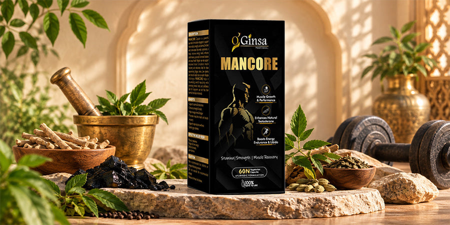 Mancore Capsule: Ayurvedic Formula for Male Vitality & Stamina | Ginsa Herbals